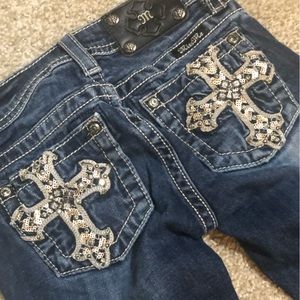 MISS ME  GIRLS JEANS Cross on pockets 10 Girl / worn once / excellent condition